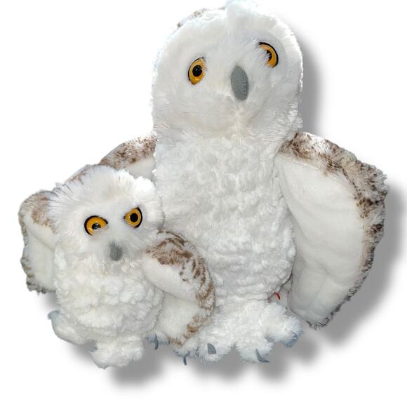 Wild Republic Plush Owl Snow Stuffed Animal Nursery Mother Baby 13” Forest Lot 2 - Picture 2 of 15